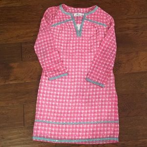 Vineyard Vines pink and turquoise 3/4 sleeve dress